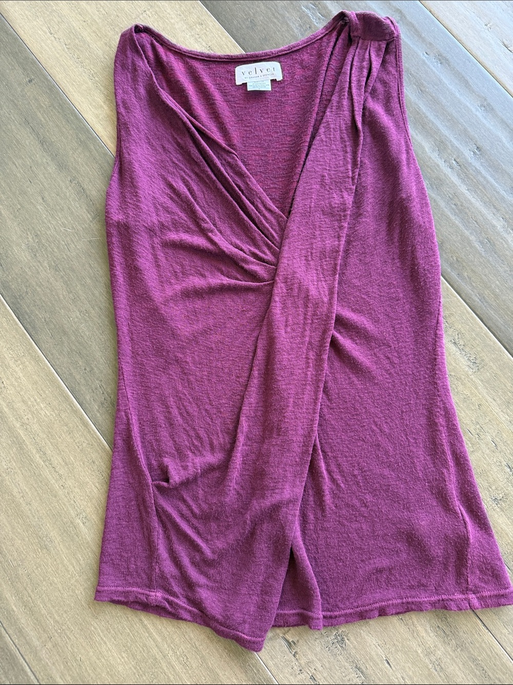 Velvet by Graham & Spencer Deep Plum Sleeveless Wrap Top